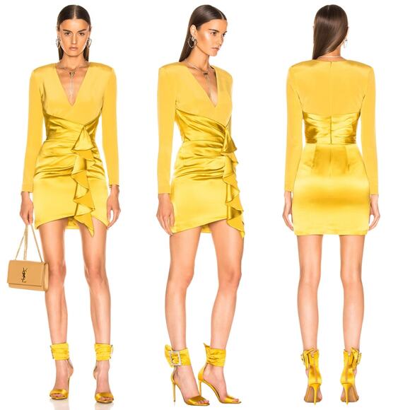 Haney Lilly Silk Mini Dress 8 Yellow NWT - Picture 3 of 13